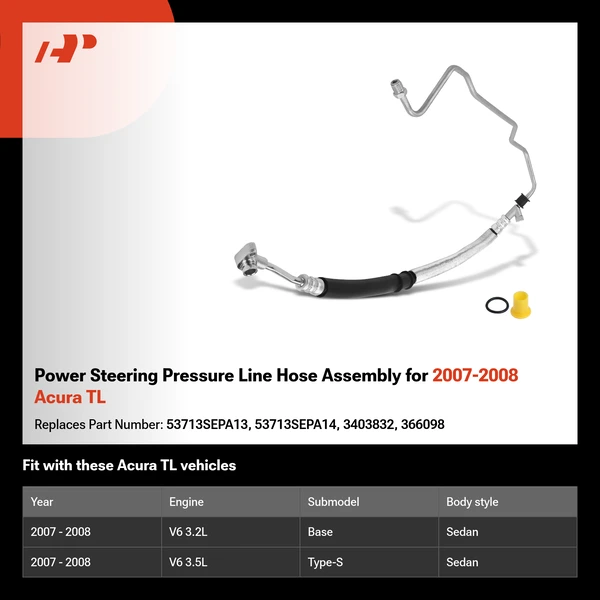 Power Steering Pressure Line Hose Assembly for 2007-2008 Acura TL