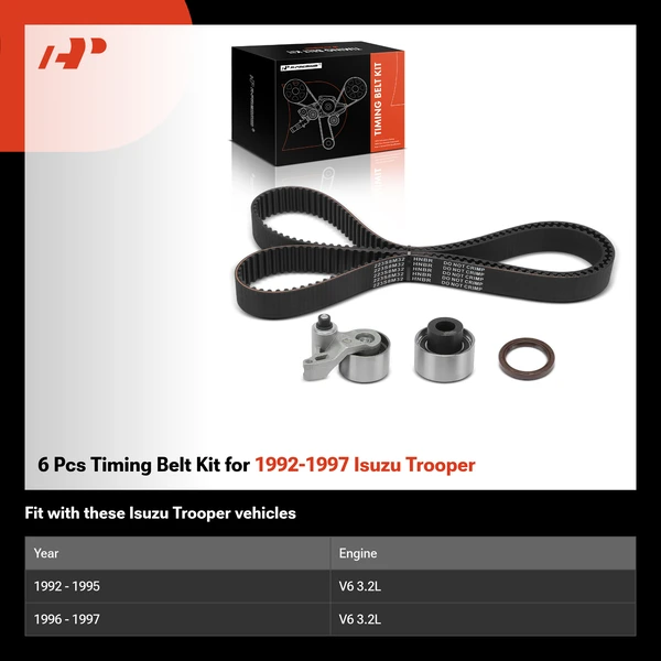 6 Pcs Timing Belt Kit for 1992-1997 Isuzu Trooper