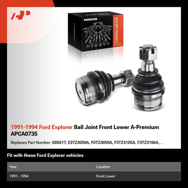 1991-1994 Ford Explorer Ball Joint Front Lower A-Premium APCA0735