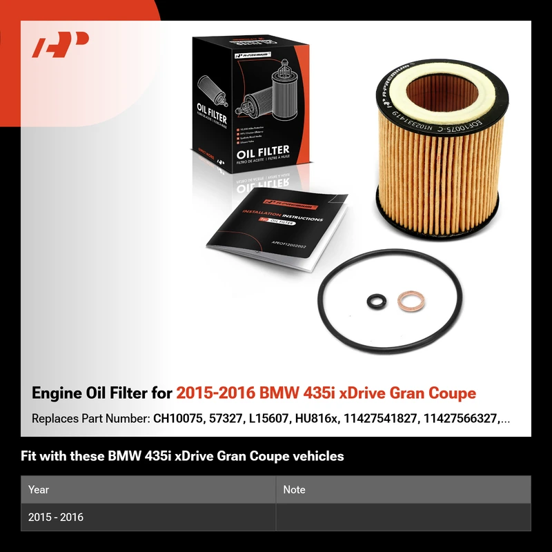 Engine Oil Filter for 2015-2016 BMW 435i xDrive Gran Coupe