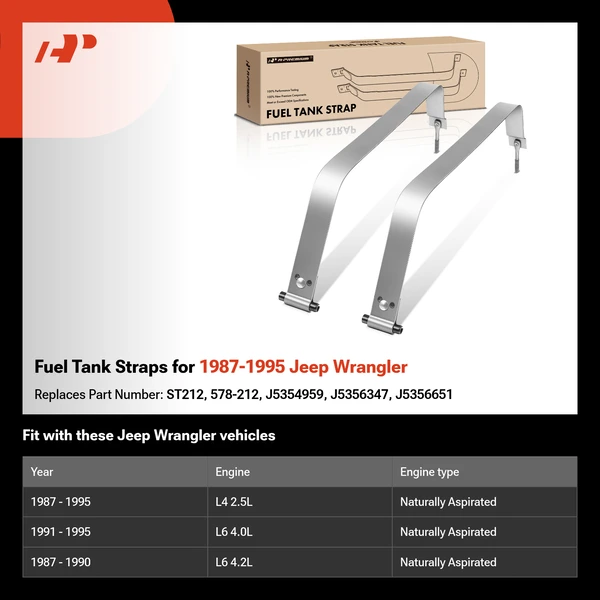 Fuel Tank Straps for 1987-1995 Jeep Wrangler