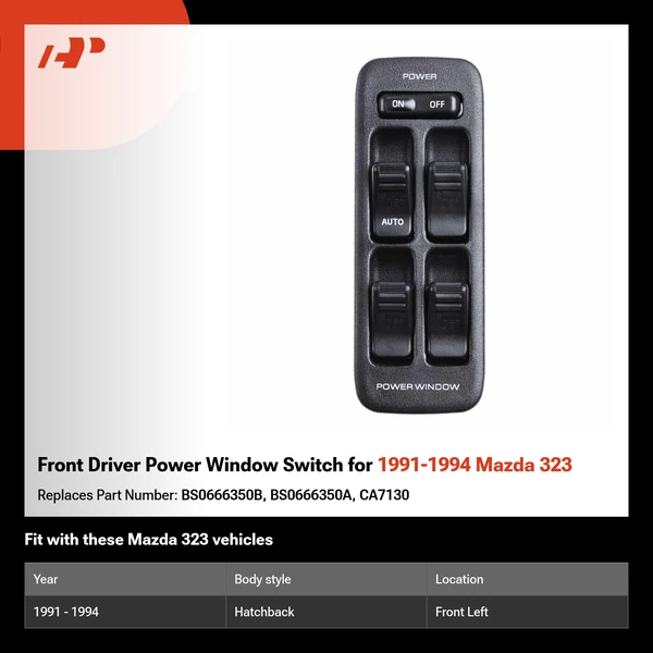 Front Driver Power Window Switch for 1991-1994 Mazda 323