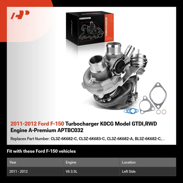 2011-2012 Ford F-150 Turbocharger K0CG Model GTDI,RWD Engine A-Premium APTBC032