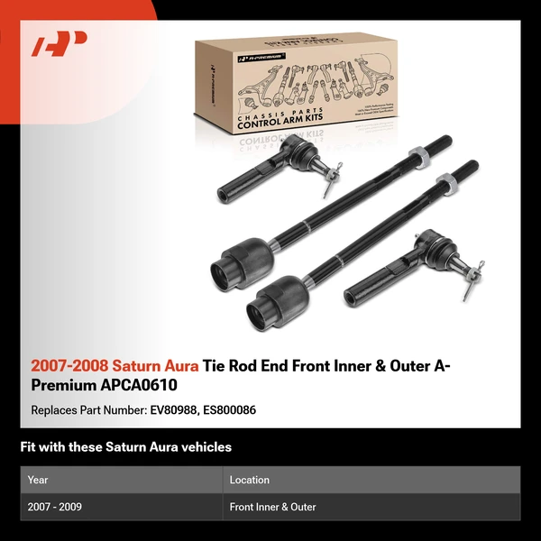 2007-2008 Saturn Aura Tie Rod End Front Inner & Outer A-Premium APCA0610