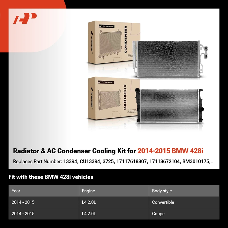Radiator & AC Condenser Cooling Kit for 2014-2015 BMW 428i