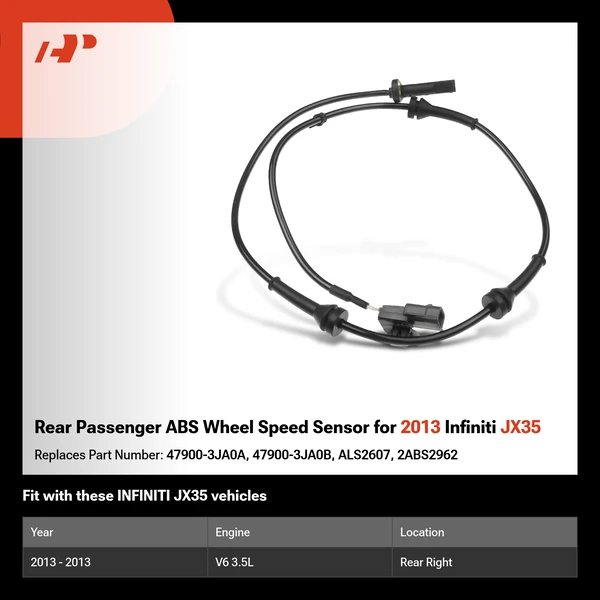 Rear Passenger ABS Wheel Speed Sensor for 2013 Infiniti JX35