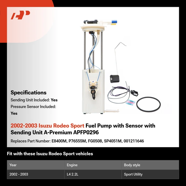 2002-2003 Isuzu Rodeo Sport Fuel Pump with Sensor with Sending Unit A-Premium APFP0296