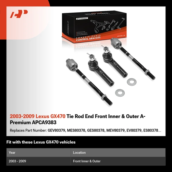 2003-2009 Lexus GX470 Tie Rod End Front Inner & Outer A-Premium APCA9383