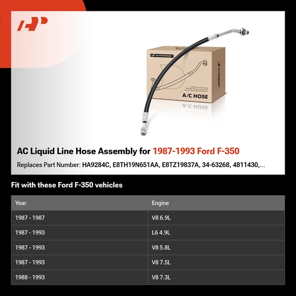 AC Liquid Line Hose Assembly for 1987-1993 Ford F-350
