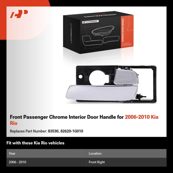 Front Passenger Chrome Interior Door Handle for 2006-2010 Kia Rio