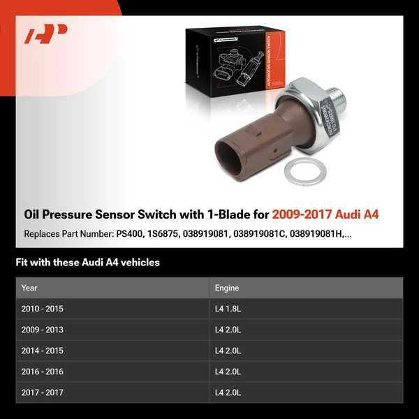 Oil Pressure Sensor Switch with 1-Blade for 2009-2017 Audi A4