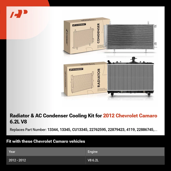 Radiator & AC Condenser Cooling Kit for 2012 Chevrolet Camaro 6.2L V8