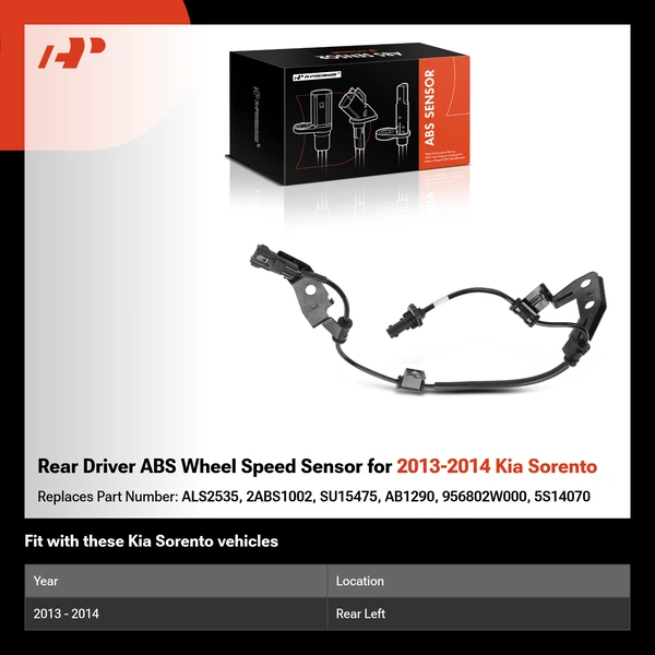 Rear Driver ABS Wheel Speed Sensor for 2013-2014 Kia Sorento