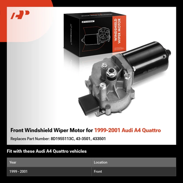 Front Windshield Wiper Motor for 1999-2001 Audi A4 Quattro