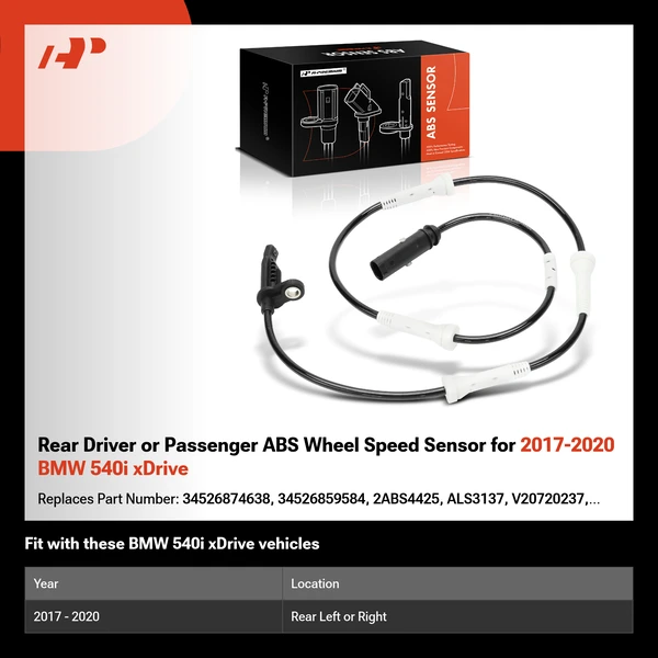 Rear Driver or Passenger ABS Wheel Speed Sensor for 2017-2020 BMW 540i xDrive