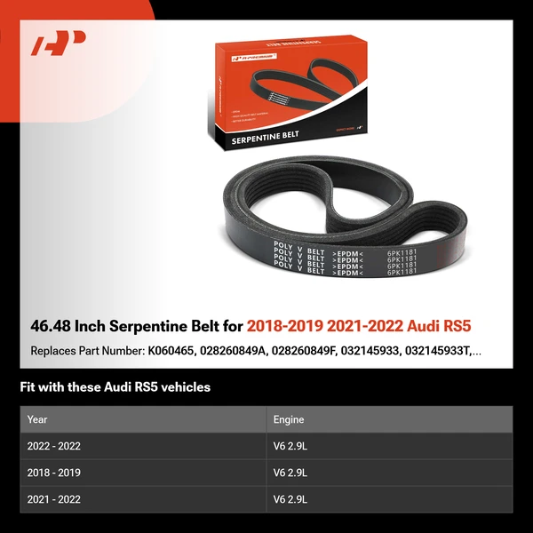 46.48 Inch Serpentine Belt for 2018-2019 2021-2022 Audi RS5