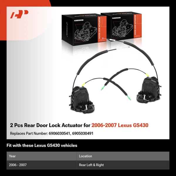 2 Pcs Rear Door Lock Actuator for 2006-2007 Lexus GS430