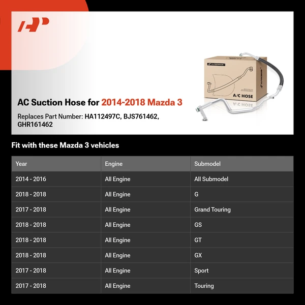 AC Suction Hose for 2014-2018 Mazda 3