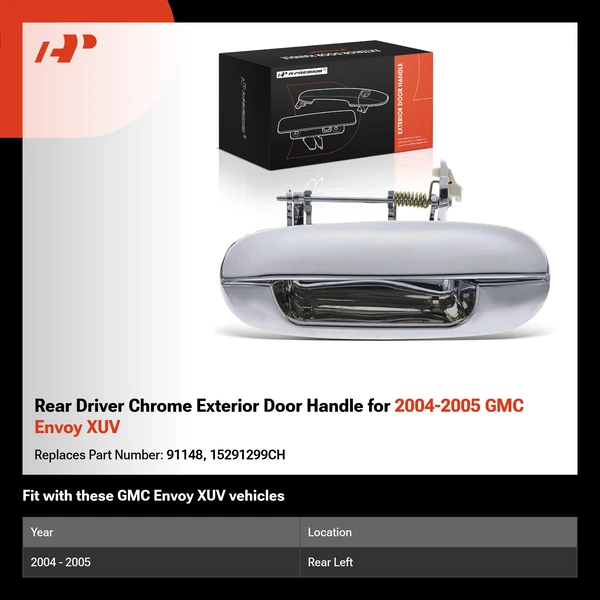 Rear Driver Chrome Exterior Door Handle for 2004-2005 GMC Envoy XUV