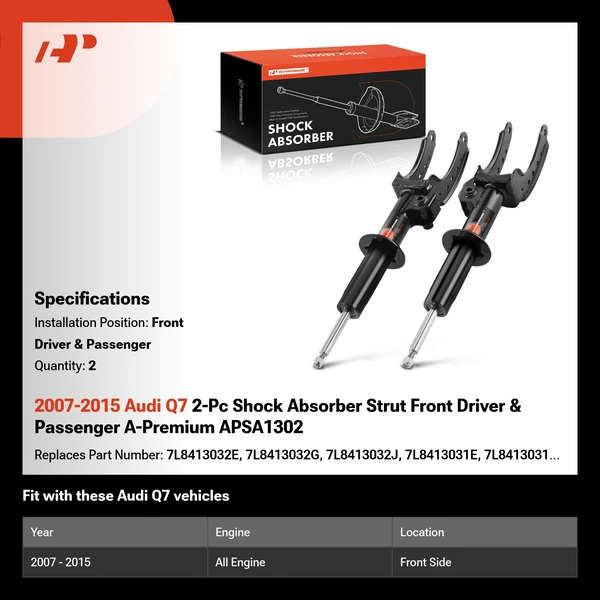 2007-2015 Audi Q7 2-Pc Shock Absorber Strut Front Driver & Passenger A-Premium APSA1302