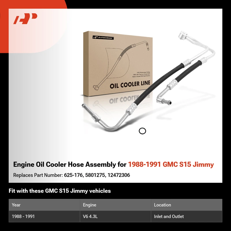 Engine Oil Cooler Hose Assembly for 1988-1991 GMC S15 Jimmy