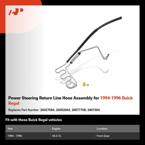 Power Steering Return Line Hose Assembly for 1994-1996 Buick Regal
