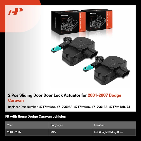2 Pcs Sliding Door Door Lock Actuator for 2001-2007 Dodge Caravan