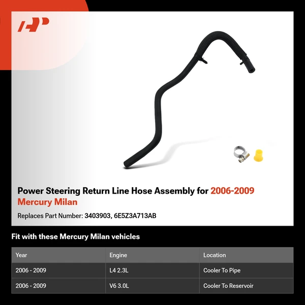 Power Steering Return Line Hose Assembly for 2006-2009 Mercury Milan