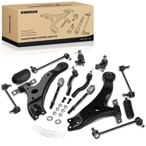 A Set of 14 Control Arm Ball Joint Tie Rod and Sway Bar Link Kit Front Side A-Premium APCA3942