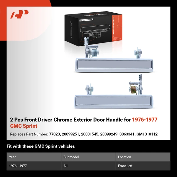 2 Pcs Front Driver Chrome Exterior Door Handle for 1976-1977 GMC Sprint