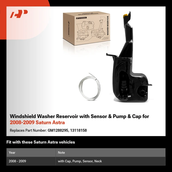 Windshield Washer Reservoir with Sensor & Pump & Cap for 2008-2009 Saturn Astra