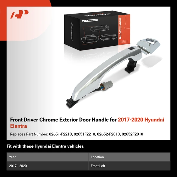 Front Driver Chrome Exterior Door Handle for 2017-2020 Hyundai Elantra