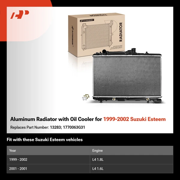 Aluminum Radiator with Oil Cooler for 1999-2002 Suzuki Esteem