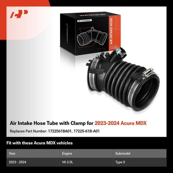 Air Intake Hose Tube with Clamp for 2023-2024 Acura MDX