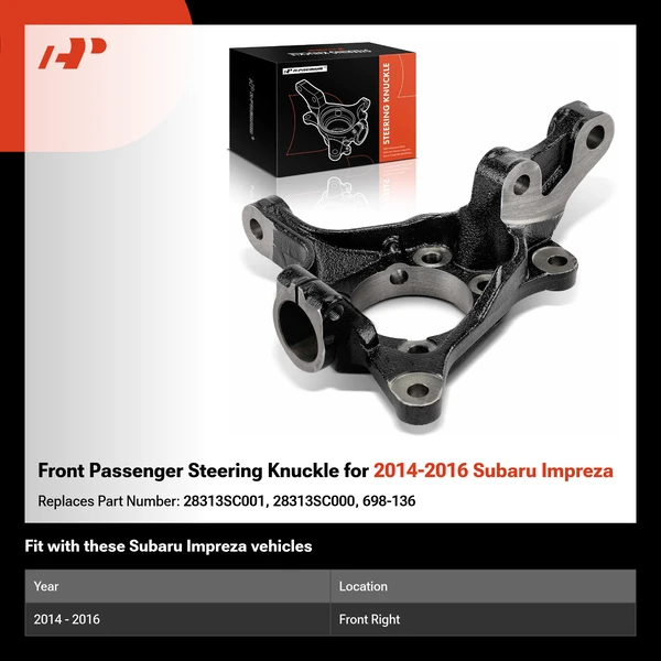 Front Passenger Steering Knuckle for 2014-2016 Subaru Impreza