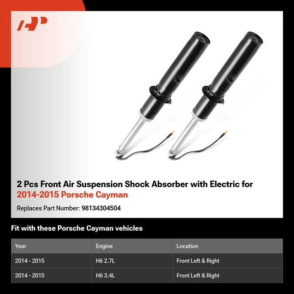 2 Pcs Front Air Suspension Shock Absorber with Electric for 2014-2015 Porsche Cayman