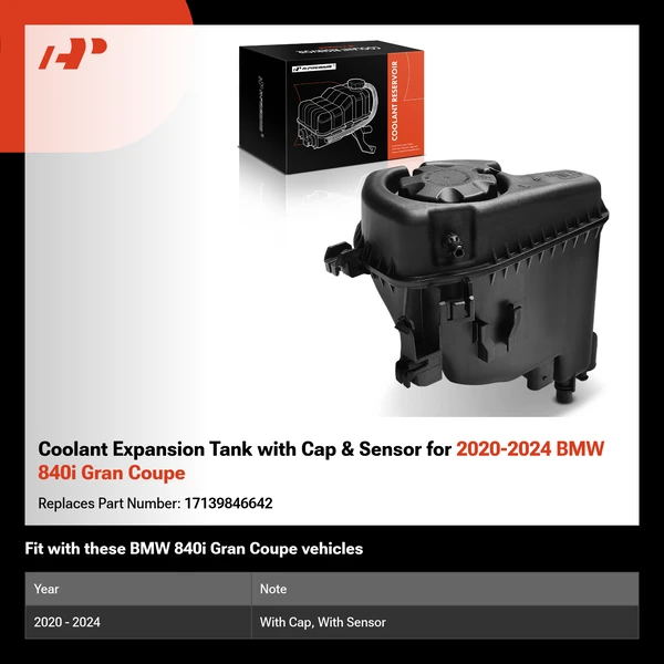 Coolant Expansion Tank with Cap & Sensor for 2020-2024 BMW 840i Gran Coupe