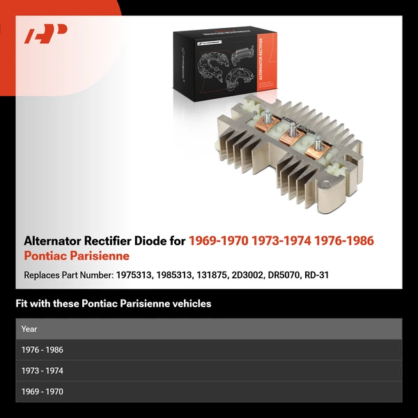 Alternator Rectifier Diode for 1969-1970 1973-1974 1976-1986 Pontiac Parisienne