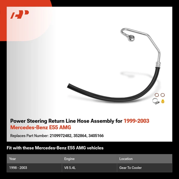 Power Steering Return Line Hose Assembly for 1999-2003 Mercedes-Benz E55 AMG