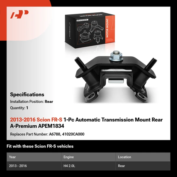 2013-2016 Scion FR-S 1-Pc Automatic Transmission Mount Rear A-Premium APEM1834