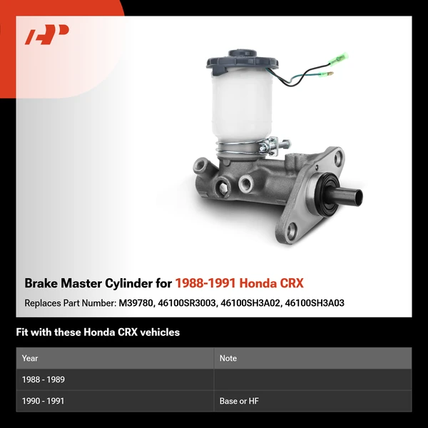 Brake Master Cylinder for 1988-1991 Honda CRX