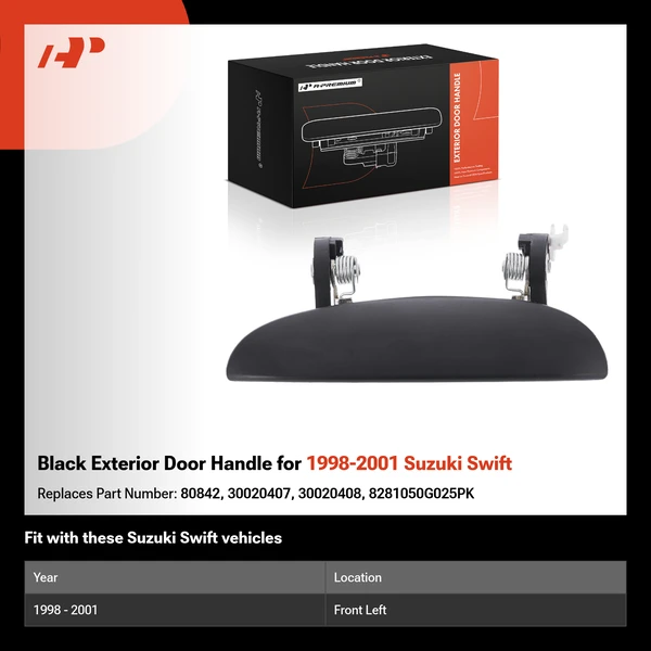 Black Exterior Door Handle for 1998-2001 Suzuki Swift