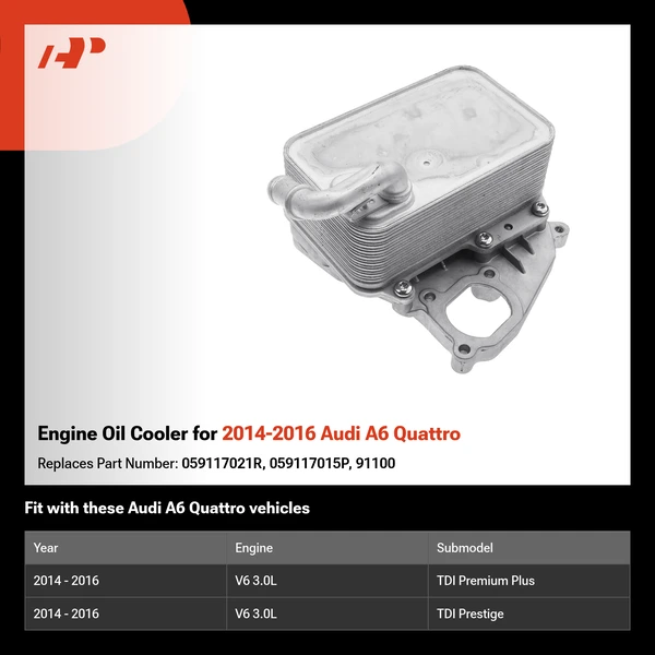 Engine Oil Cooler for 2014-2016 Audi A6 Quattro