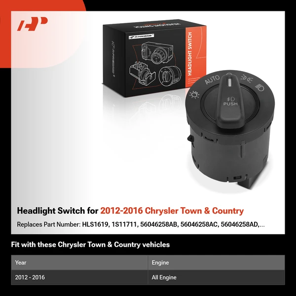 Headlight Switch for 2012-2016 Chrysler Town & Country