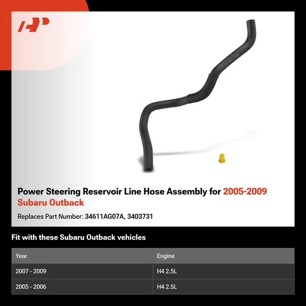 Power Steering Reservoir Line Hose Assembly for 2005-2009 Subaru Outback