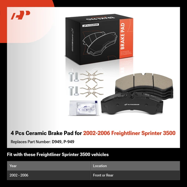 4 Pcs Ceramic Brake Pad for 2002-2006 Freightliner Sprinter 3500