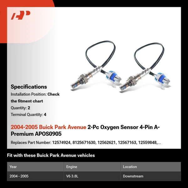 2004-2005 Buick Park Avenue 2-Pc Oxygen Sensor 4-Pin A-Premium APOS0905