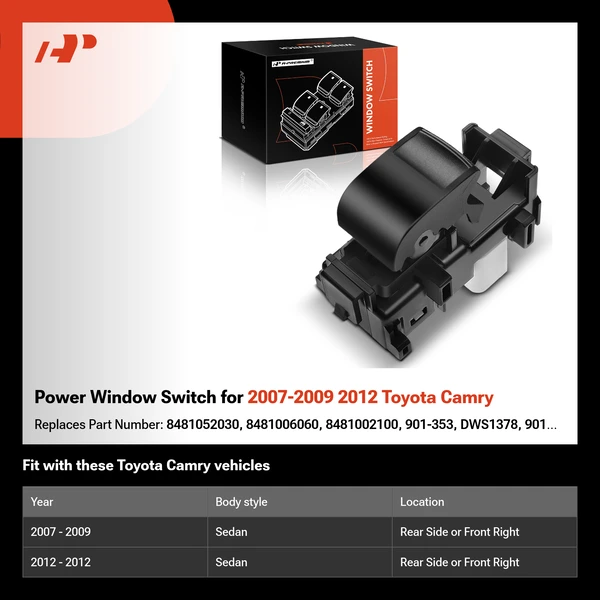 Power Window Switch for 2007-2009 2012 Toyota Camry