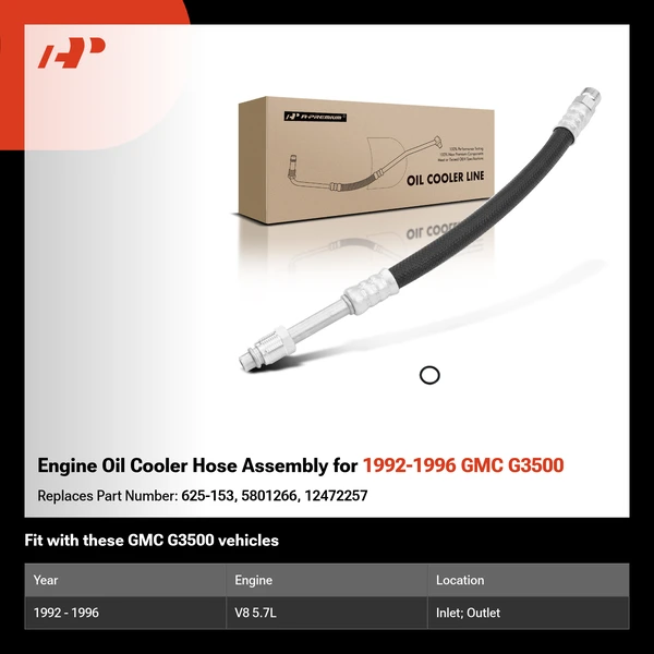 Engine Oil Cooler Hose Assembly for 1992-1996 GMC G3500