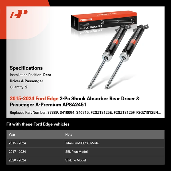 2015-2024 Ford Edge 2-Pc Shock Absorber Rear Driver & Passenger A-Premium APSA2451
